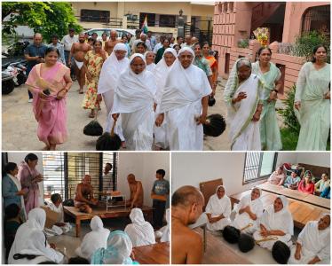 धर्मनगरी रायपुर शंकर नगर में गुरुभक्ति का महासंगम, आर्यिका माँ 105 तपोमति माताजी ससंघ और मुनि श्री आगम सागर जी महाराज का हुआ दुर्लभ मंगल मिलन।